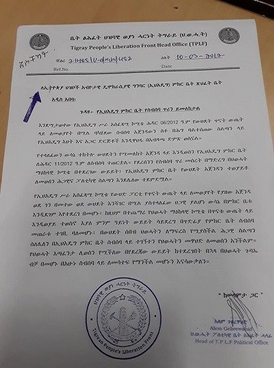 TPLF letter 
